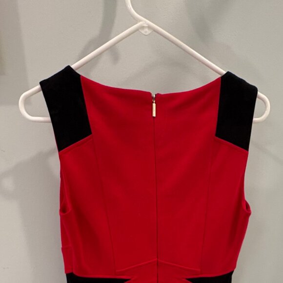 Karl Lagerfeld Paris Red & Black Color Block Sheath Dress - Size 4 - Picture 6 of 6